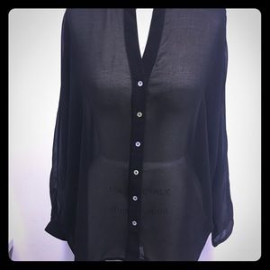 Sheer poly chiffon oversized blouse